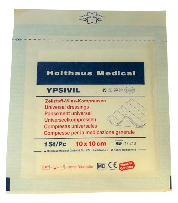 YPSIVIL Zellstoff-Vlies-Kompresse steril einzeln