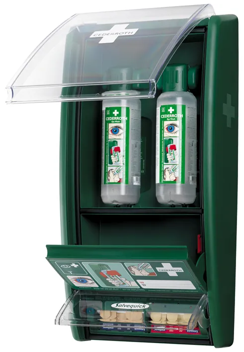 Augenspülstation Cederroth incl. Augenspülflaschen und Pflasterstrips